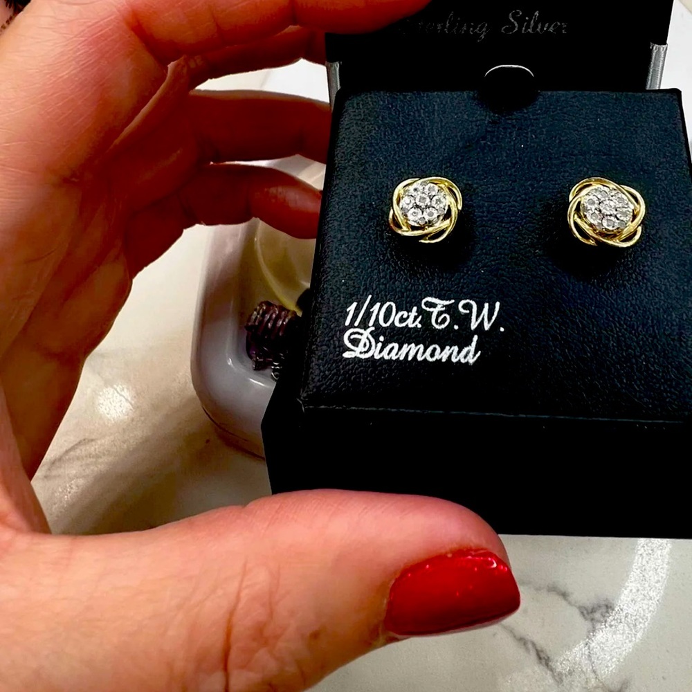 Gold Genuine Diamond Earrings